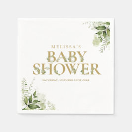 Servilleta De Papel Elegante Foliage Gold Baby Shower