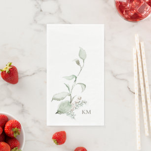 Servilleta De Papel Elegante Foliage Monograma Gris II