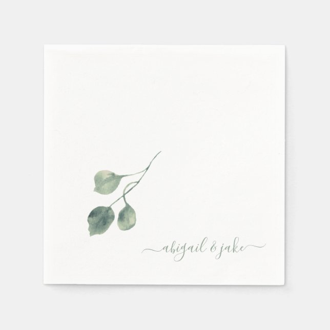 Servilleta De Papel Elegante Foliage Nombres Bodas Napkins (Anverso)