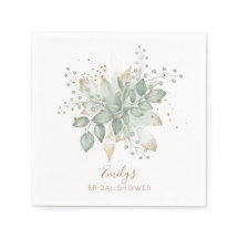Elegante Foliage Sage Gold Boda Napkins