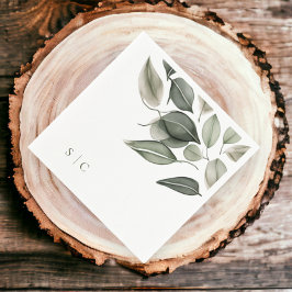 Servilleta De Papel Elegante follaje de bodas mutado verde