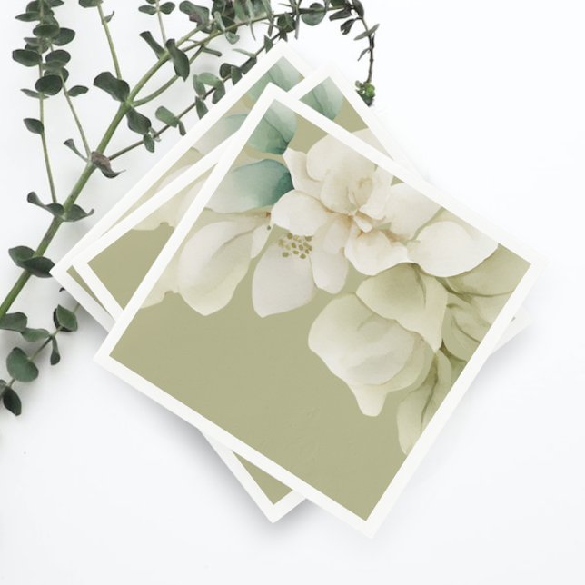 Servilleta De Papel Elegante follaje de bodas mutado verde (Elegant Wedding Foliage Muted Green Napkins from Ricaso)