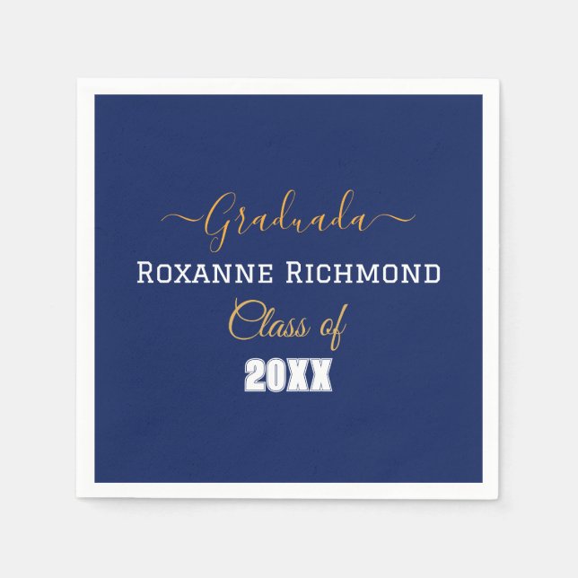 Servilleta De Papel Elegante foto azul español graduado (Anverso)