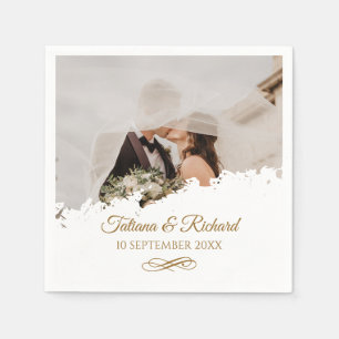 Servilleta De Papel Elegante foto Boda de guión dorado Napkins