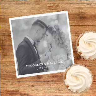 Servilleta De Papel Elegante Foto de Boda en Blanco y Negro