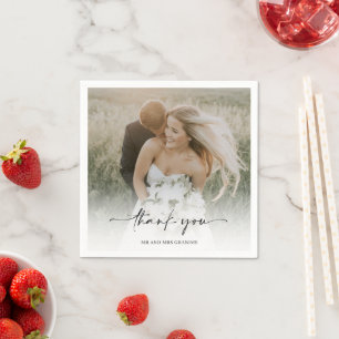 Servilleta De Papel Elegante Foto de Boda Moderna de Agradecimiento