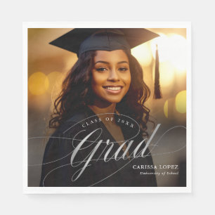 Servilleta De Papel Elegante Foto de Graduación con Caligrafía en Plat