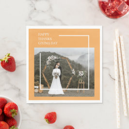 Servilleta De Papel Elegante foto familiar y feliz Día de Acción de Gr