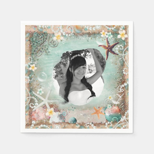 Servilleta De Papel Elegante foto Fiesta de Starfish & Pearls (Anverso)
