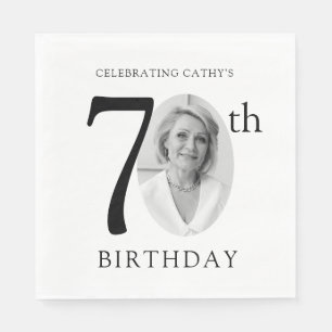 Servilleta De Papel Elegante foto Minimalista 70 cumpleaños