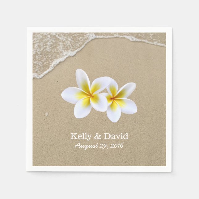 Servilleta De Papel Elegante Frangipani Flowers Beach Wedding (Anverso)
