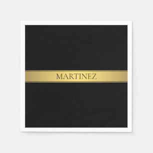 Servilleta De Papel Elegante franja de oro falso y fondo negro o DIY