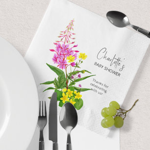 Servilleta De Papel Elegante Fuente de Flor Silvestre Rosa Amarillo Vi