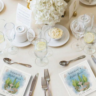 Servilleta De Papel Elegante fuente de flores palomas Bridal Shower