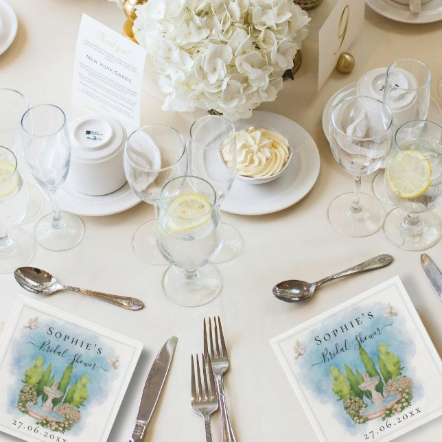 Servilleta De Papel Elegante fuente de flores palomas Bridal Shower (Subido por el creador)