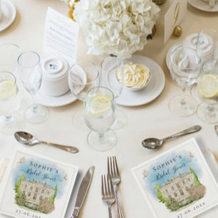 Servilleta De Papel Elegante fuente de Venue flores palomas Ducha de n