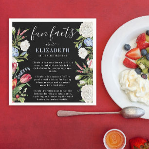 Servilleta De Papel Elegante Fun Facts Moderno Script Pastel Floral