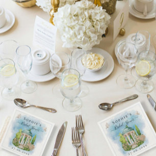 Servilleta De Papel Elegante gazebo flores palomas blancas Ducha de no