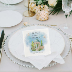 Servilleta De Papel Elegante Gazebo   palomas florales Boda Lujo