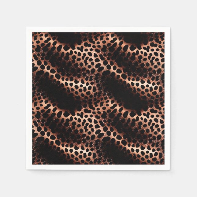 Servilleta De Papel Elegante Glam Rosa Oro Leopardo Negro (Anverso)
