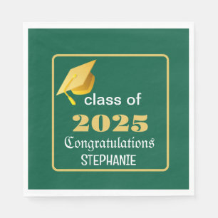 Servilleta De Papel Elegante Graduación 2025 Blue Gold Personalizada