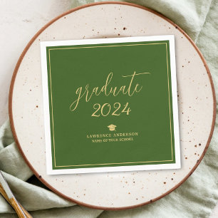 Servilleta De Papel Elegante Graduación de Graduado de Forest Green 20