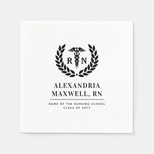 Servilleta De Papel Elegante graduación de la escuela de Enfermería RN (Anverso)