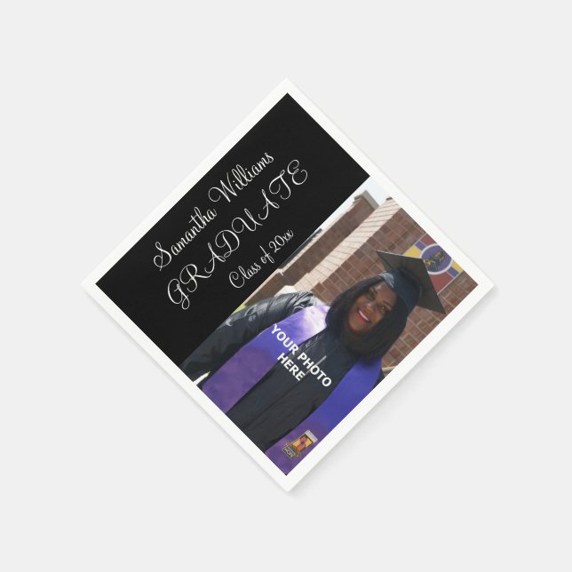 Servilleta De Papel Elegante graduación fotográfica de mujer (Borde)