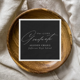 Servilleta De Papel Elegante graduación Minimalista en blanco y negro