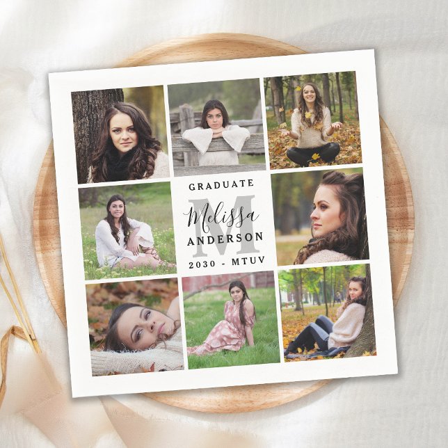 Servilleta De Papel Elegante Graduación Personalizada 8 Collage de fot (Subido por el creador)