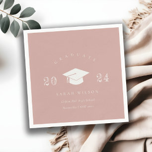 Servilleta De Papel Elegante Graduación Sencilla Mínima De Rubor Pink