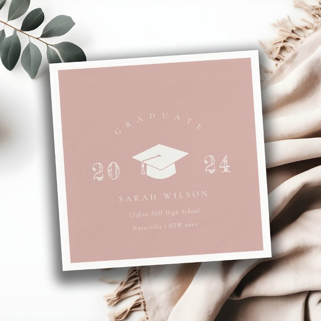 Servilleta De Papel Elegante Graduación Sencilla Mínima De Rubor Pink (Subido por el creador)