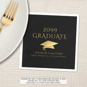 Servilleta De Papel Elegante Graduado Black Faux Relieve metalizado do