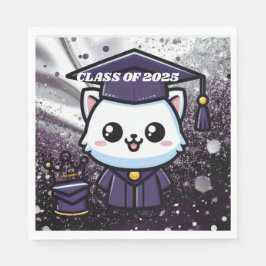 Servilleta De Papel Elegante Gratuación Kitty Purple Gown Balloon