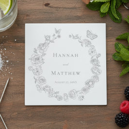 Servilleta De Papel Elegante Gray Chinoiserie Boda Escudo de pájaros