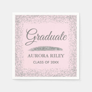 Servilleta De Papel Elegante gris brillo plateado rubor rosa graduació