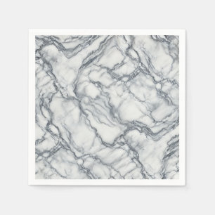 Servilleta De Papel Elegante Gris Chic y Mármol Blanco con Toque de Gl