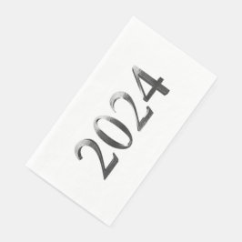 Servilleta De Papel Elegante gris plateado números Feliz Año Nuevo 202