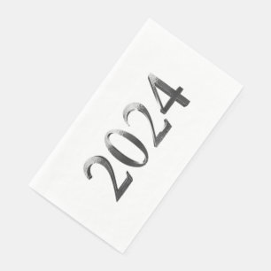 Servilleta De Papel Elegante gris plateado números Feliz Año Nuevo 202
