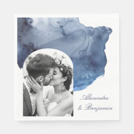 Servilleta De Papel Elegante guión azul acuarela Boda foto