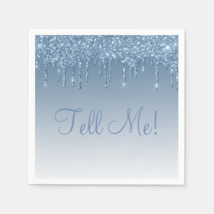 Servilleta De Papel Elegante guión azul hielo glam moderno brillo feme