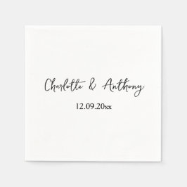 Servilleta De Papel Elegante guión boda blanco negro creativo