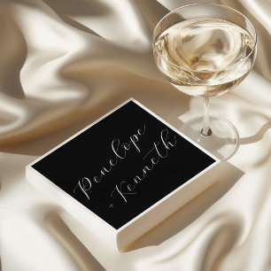 Servilleta De Papel Elegante guión caligrafía Boda Personalizado negro