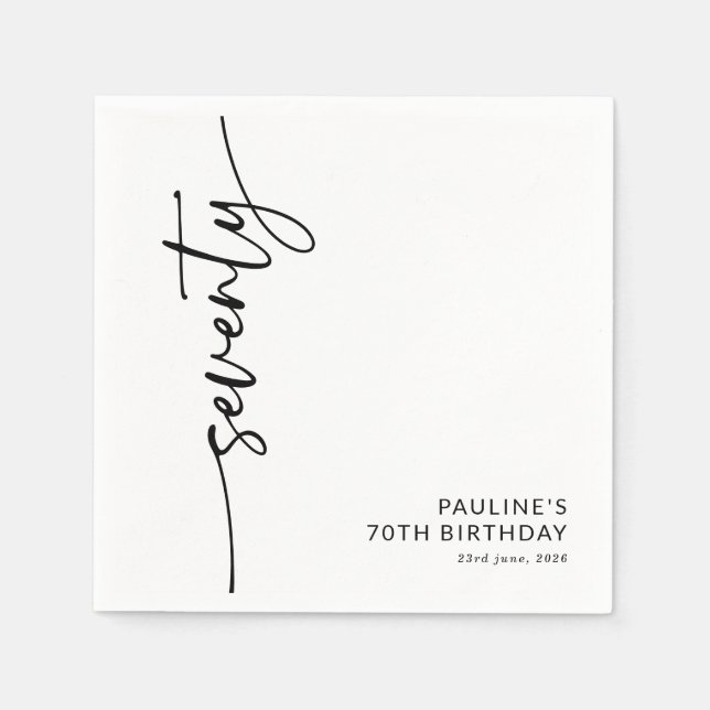 Servilleta De Papel Elegante guión Cumpleaños 70 (Anverso)
