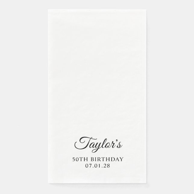 Servilleta De Papel Elegante guión de cumpleaños número 50 (Anverso)
