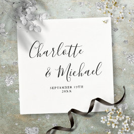 Servilleta De Papel Elegante Guión De Firma Negro Y Blanco