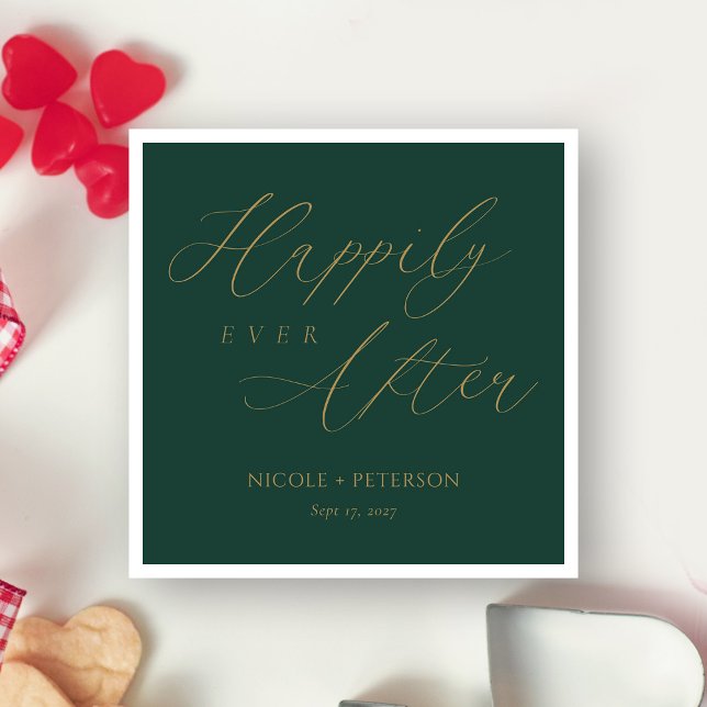 Servilleta De Papel Elegante guión de oro Boda verde esmeralda toallas (Personalized Elegant Gold Script Emerald Green Wedding Napkins
)