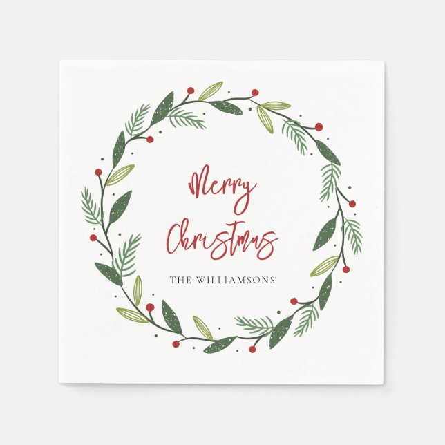 Servilleta De Papel Elegante guión de vacaciones de Navidades familiar (Anverso)