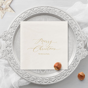 Servilleta De Papel Elegante guión dorado “Feliz Navidad” 