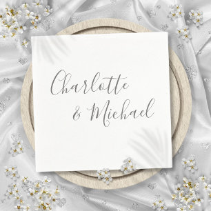Servilleta De Papel Elegante guión gris moderno de firma